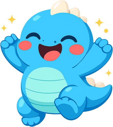 Dino celebrating